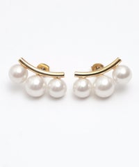 スリー パール ピアス Three Pearl Pierce 真鍮 チタンポスト プラパール シンプル Uカーブ スリー パール ピアス Three Pearl Pierce （Liala）