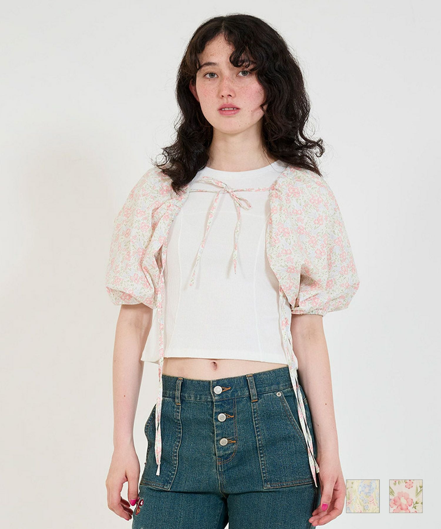 限定Price！SALE 小花柄 レースアップボレロ TINA：JOJUN 全2色