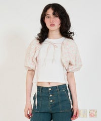 ボレロ/レースアップボレロ/小花柄/リボン