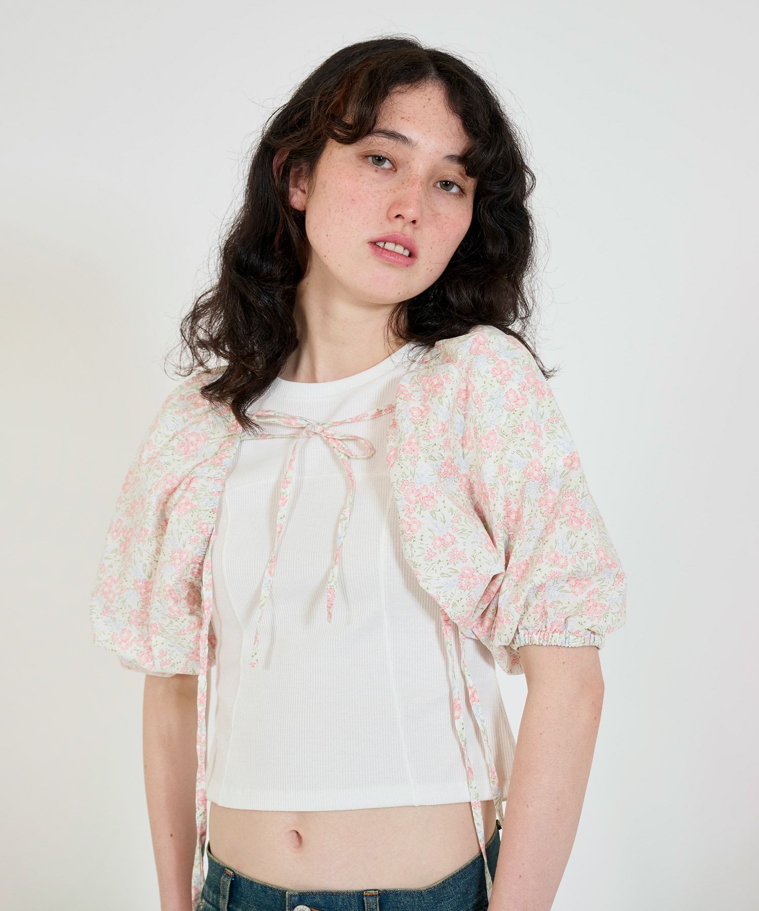 限定Price！SALE 小花柄 レースアップボレロ TINA：JOJUN 全2色