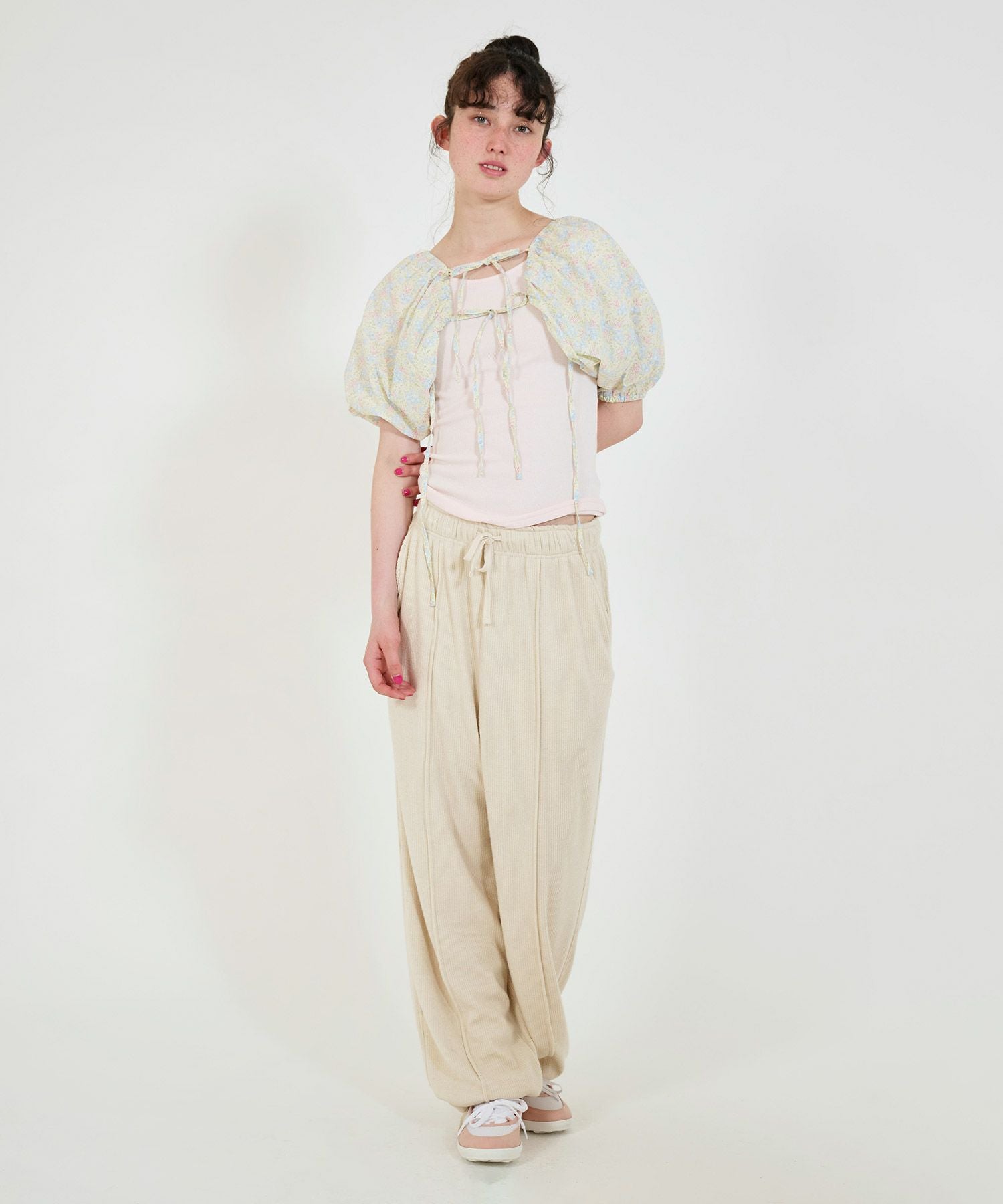 限定Price！SALE 小花柄 レースアップボレロ TINA：JOJUN 全2色