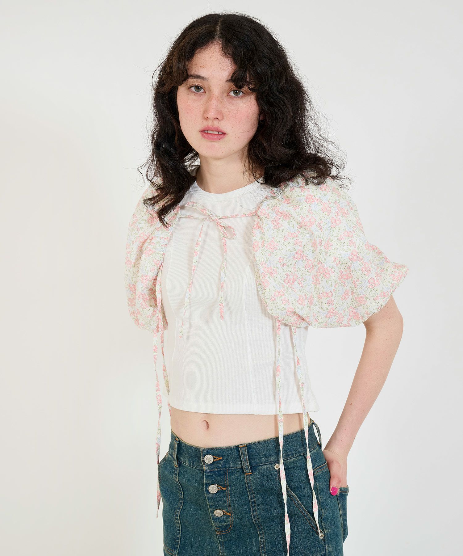 限定Price！SALE 小花柄 レースアップボレロ TINA：JOJUN 全2色