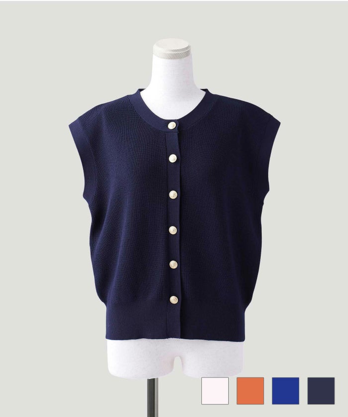 カーディガン セレクト フレンチスリーブ ニット カーディガン ホワイト オレンジ ブルー ネイビー M セレクト フレンチスリーブ ニット カーディガン HUIT