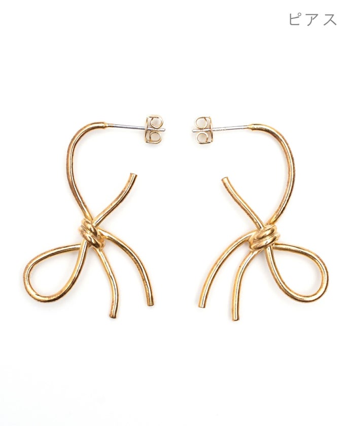 シンプル リボン ピアス イヤリング Simple Ribbon Pierce Earring 真鍮 シルバー925 大人 デザイン シンプル リボン ピアス イヤリング Simple Ribbon Pierce Earring （Liala）