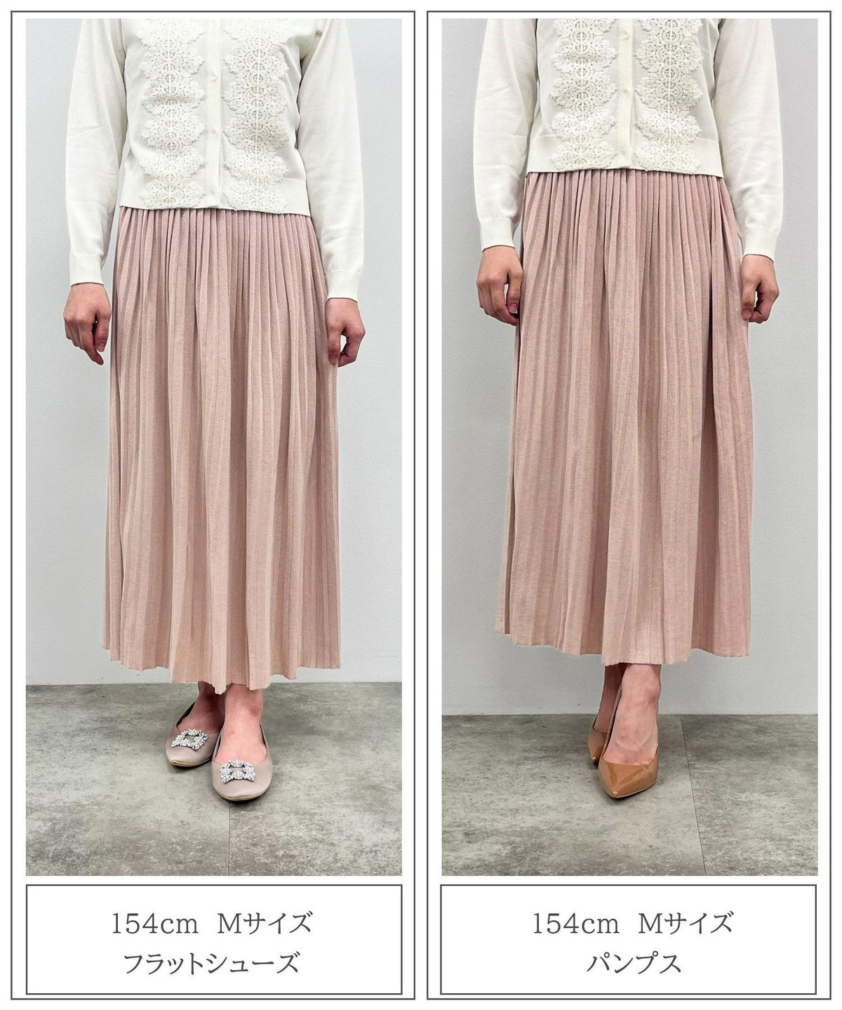 スカート/プリーツ/サマーニット/スカート/ライト杢グレー/ベージュ/ピンクベージュ/ブラック/S/M