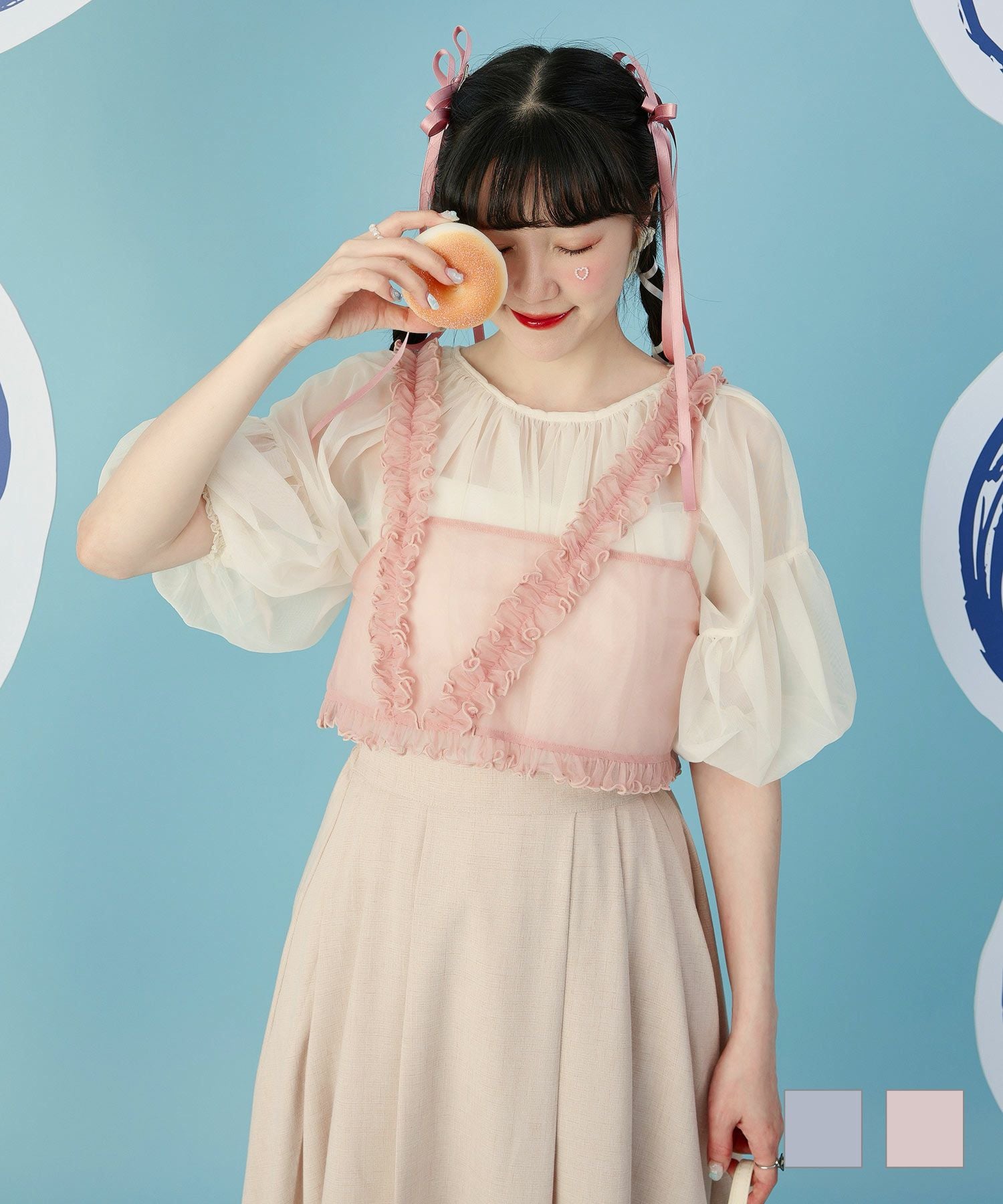 シアー フリル ビスチェ miolite 全2色｜mio831-0061【1】 - ジレ