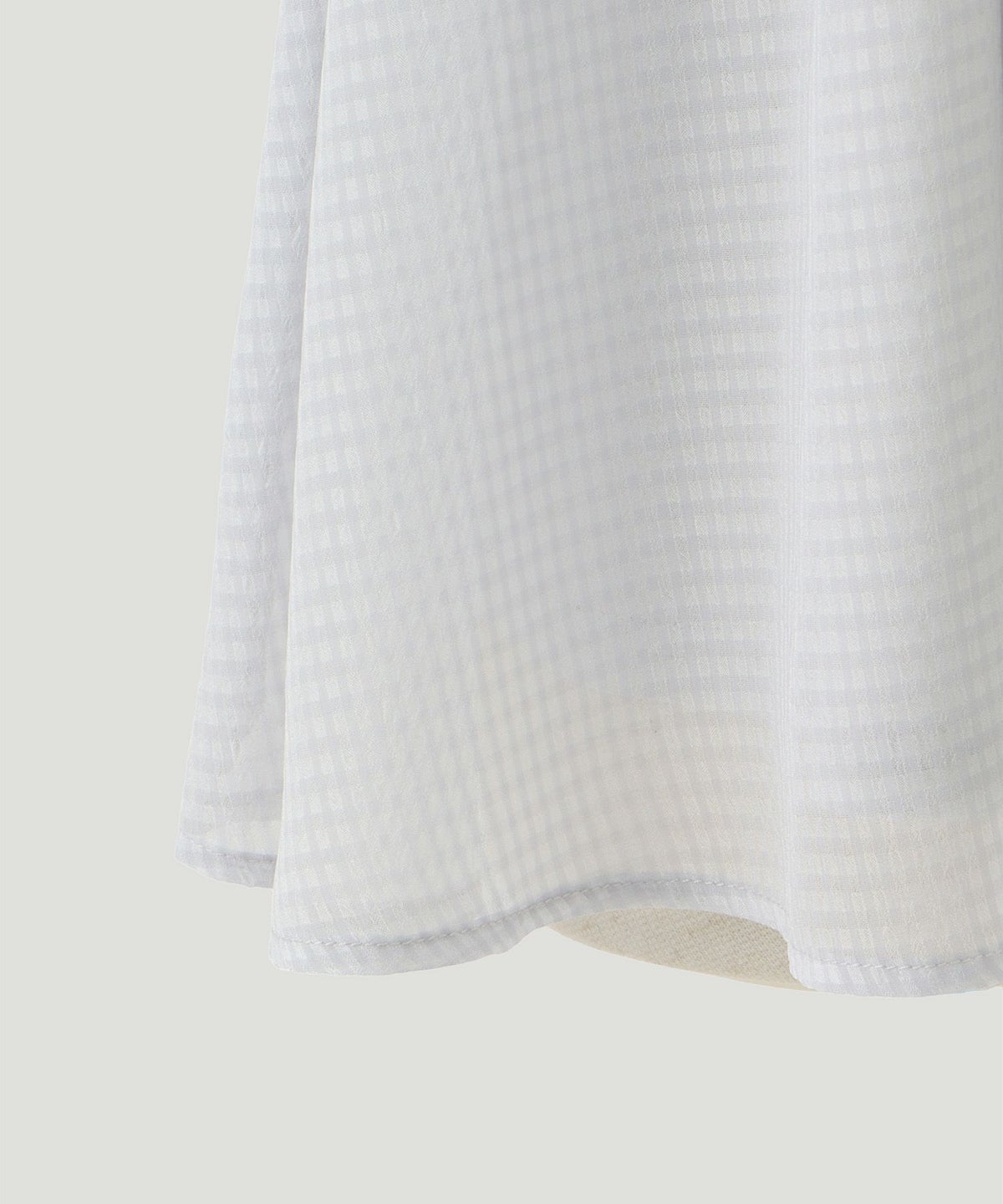 トップス/シアー/チェック/リボン/ブラウス/ホワイト/ライトグレー/ブラック/M