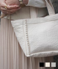 バッグ レディース 小さめ パール 韓国製 小さめ やわらかい ジョイントスペース パールトリム ヌビ バッグ ミニ HUIT