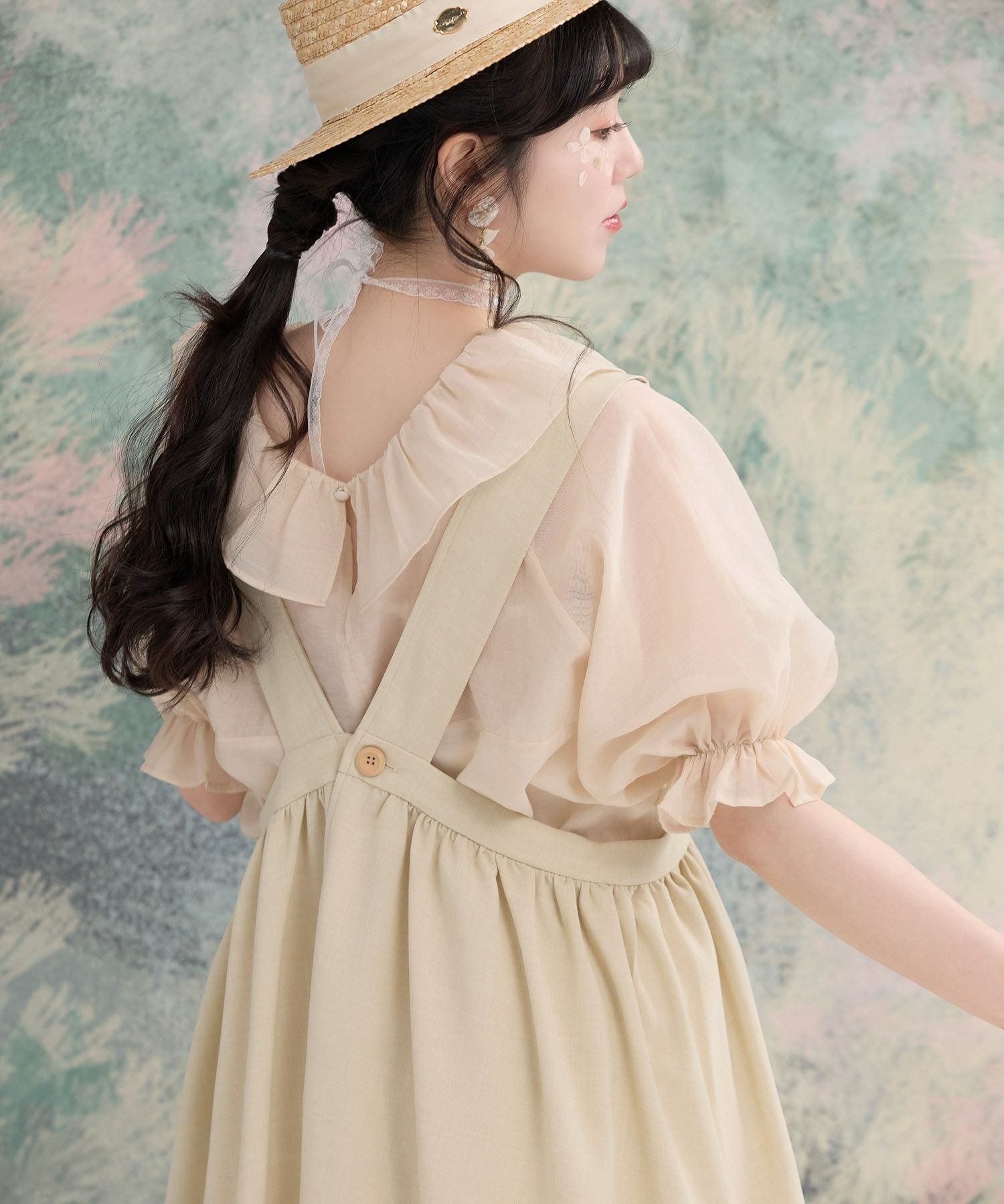 スワン 刺繍 エプロン ワンピース