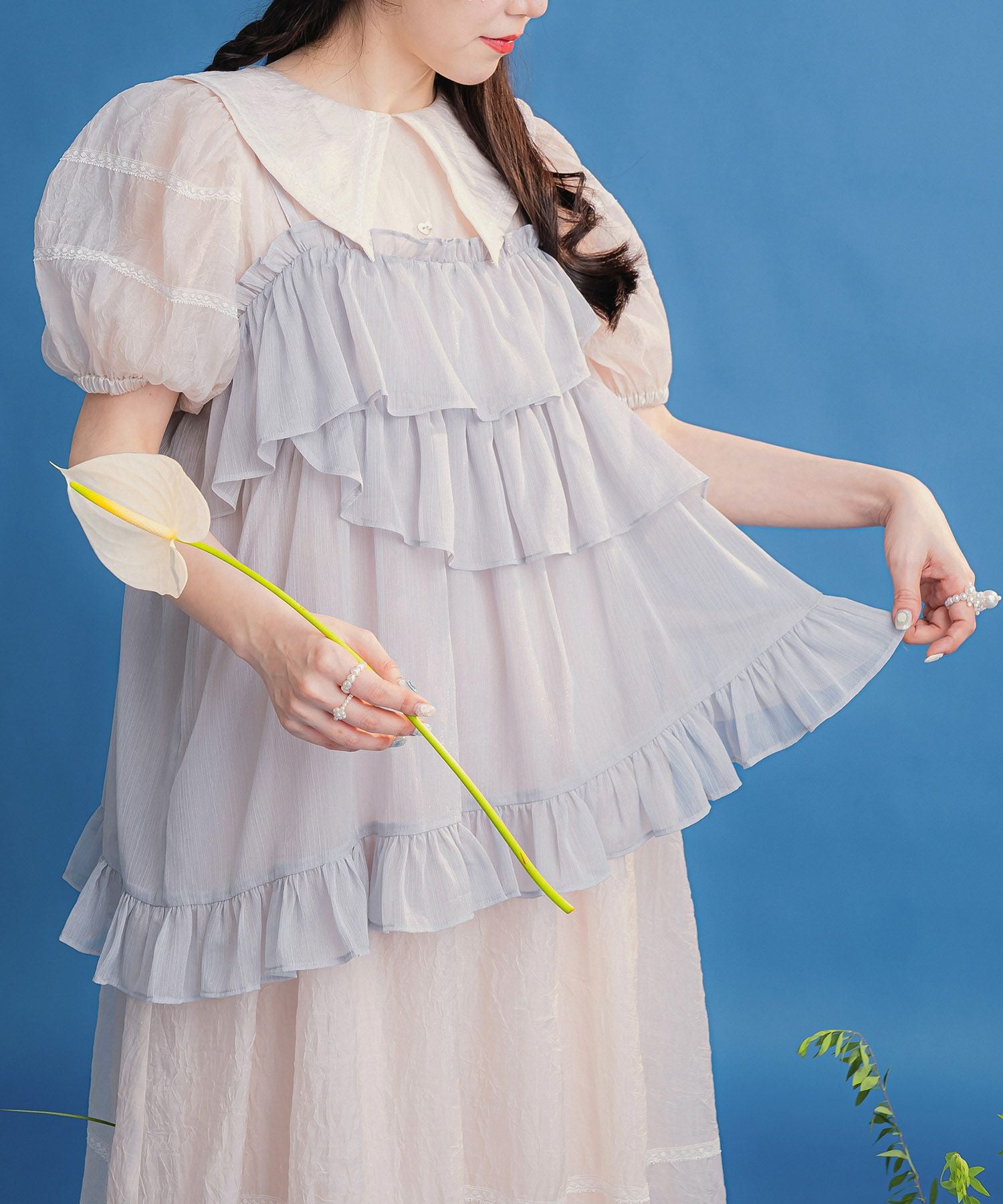 フリル キャミ チュニック miolite 全2色｜mio831-0051【1】 - 半袖