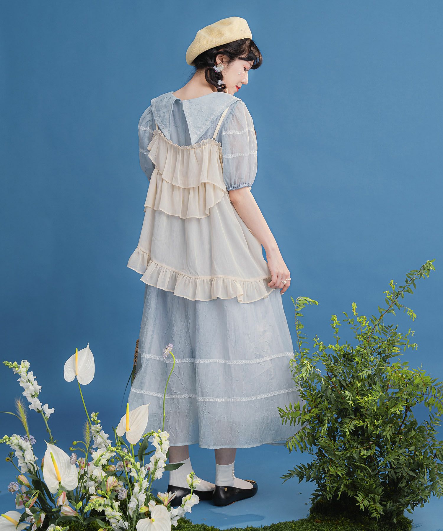 フリル キャミ チュニック miolite 全2色｜mio831-0051【1】 - 半袖