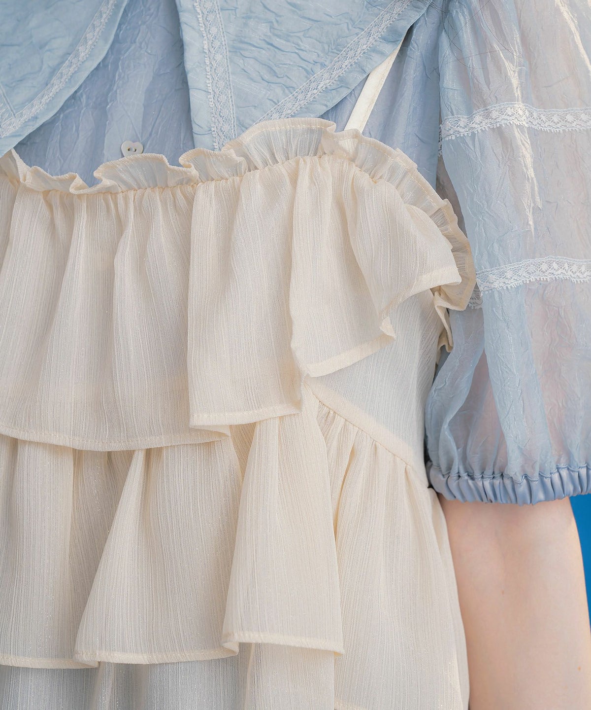 レディース/シアー/アシンメトリー/チュニック/フリル/キャミ/チュニック/グレー/ベージュ/M