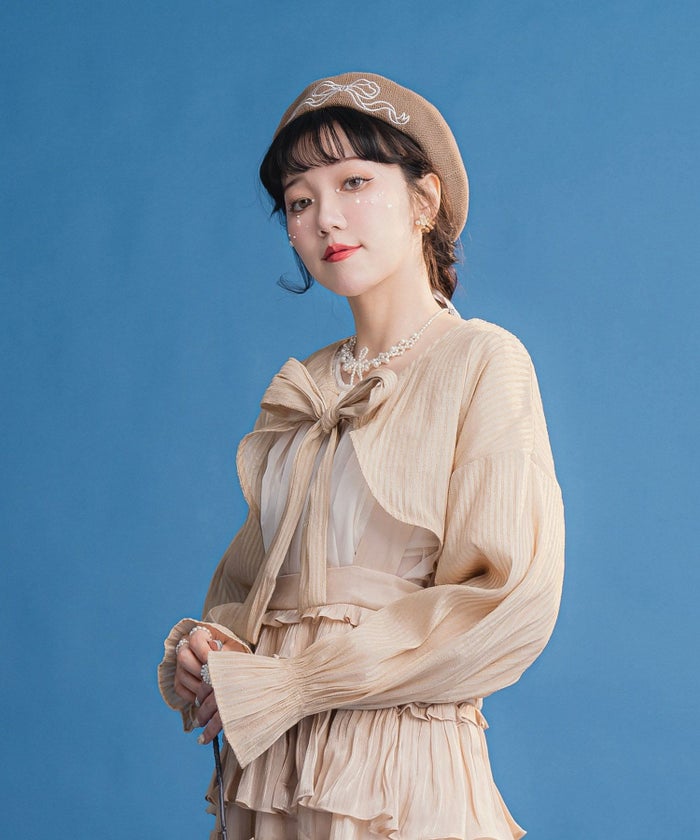 羽織/春/夏/フロントリボン/ボレロ/ベージュ/モカ/M