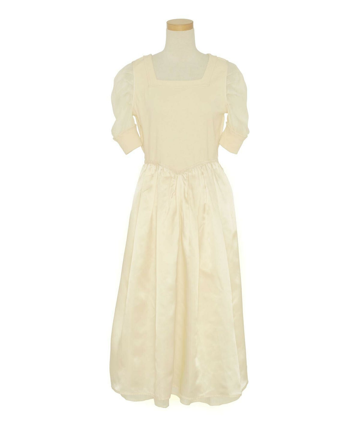 レディース/ワンピース/リブ/ドッキング/異素材/ラメ/シアー/シースルー/ドレッシー/パワショル袖/タック/フレア/パール/半袖/5分袖/袖コンシャス/トレンド/綺麗め/結婚式/上品/フェミニン/エレガント/お茶会/春/夏/発表会