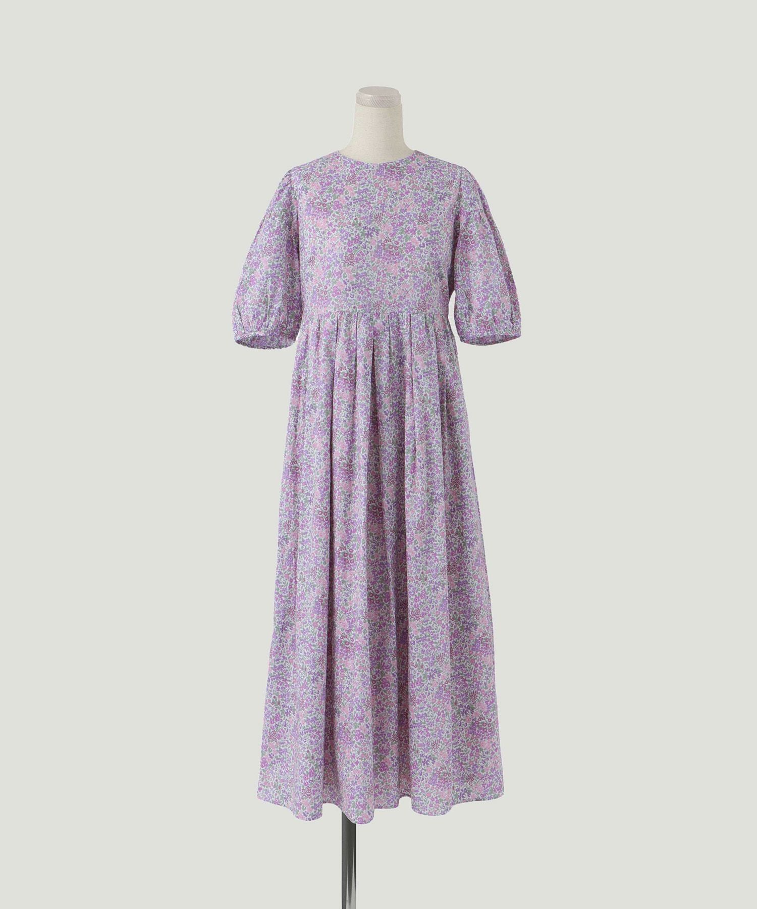 パフスリーブ ロング ワンピース Made with Liberty Fabric HUIT 全2色
