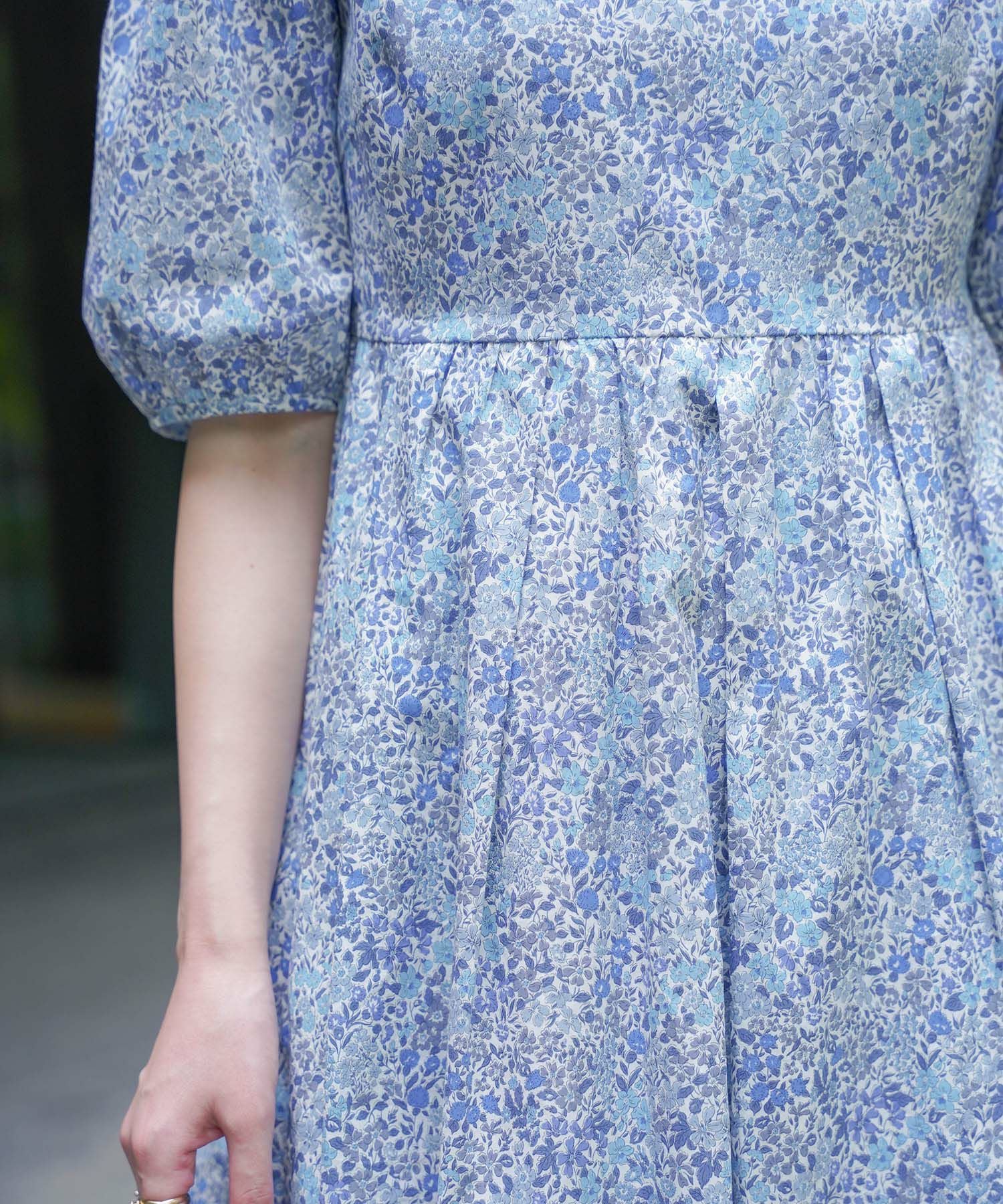 パフスリーブ ロング ワンピース Made with Liberty Fabric HUIT 全2色