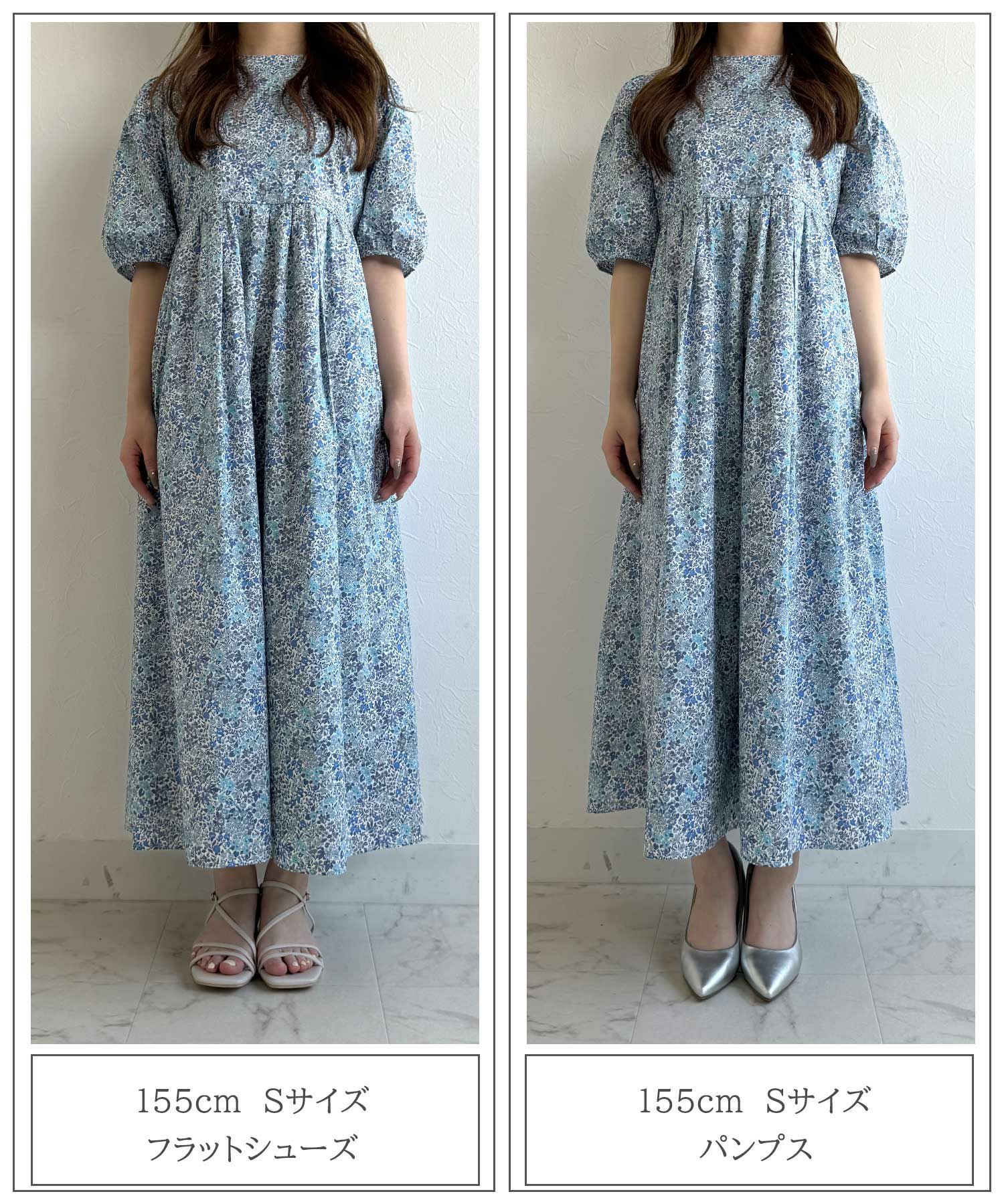 パフスリーブ ロング ワンピース Made with Liberty Fabric HUIT 全2色