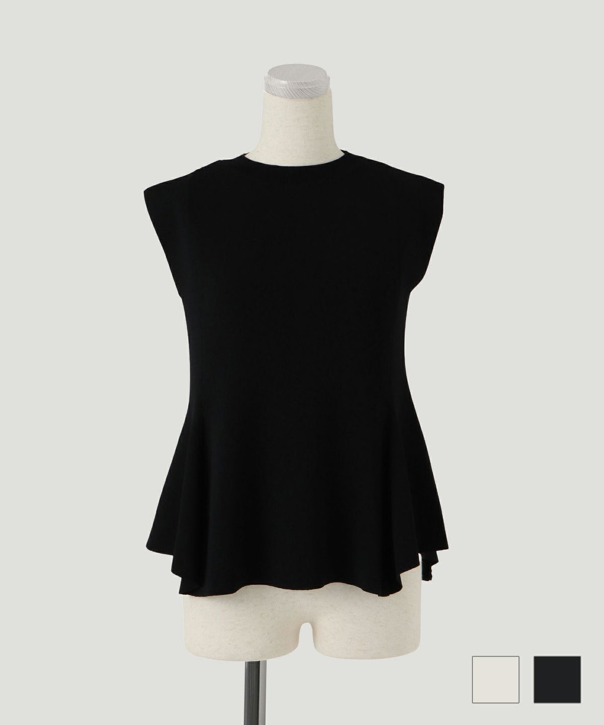 プルオーバー セレクト フレンチ ペプラム ニット プルオーバー ホワイト ブラック M セレクト フレンチ ペプラム ニット プルオーバー HUIT