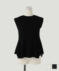 プルオーバー セレクト フレンチ ペプラム ニット プルオーバー ホワイト ブラック M セレクト フレンチ ペプラム ニット プルオーバー HUIT