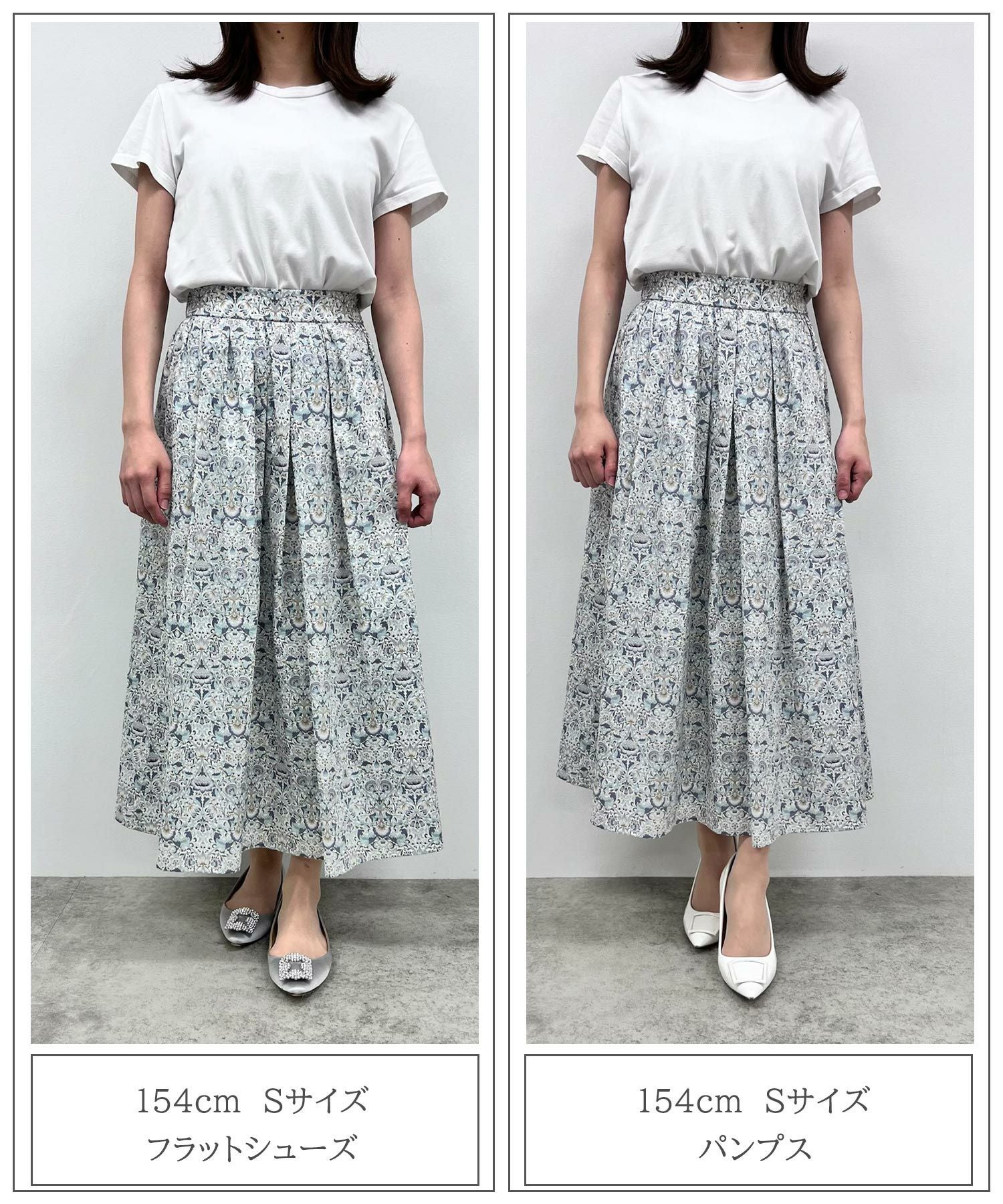 タック フレア スカート Made with Liberty Fabric HUIT 全2色｜hit611