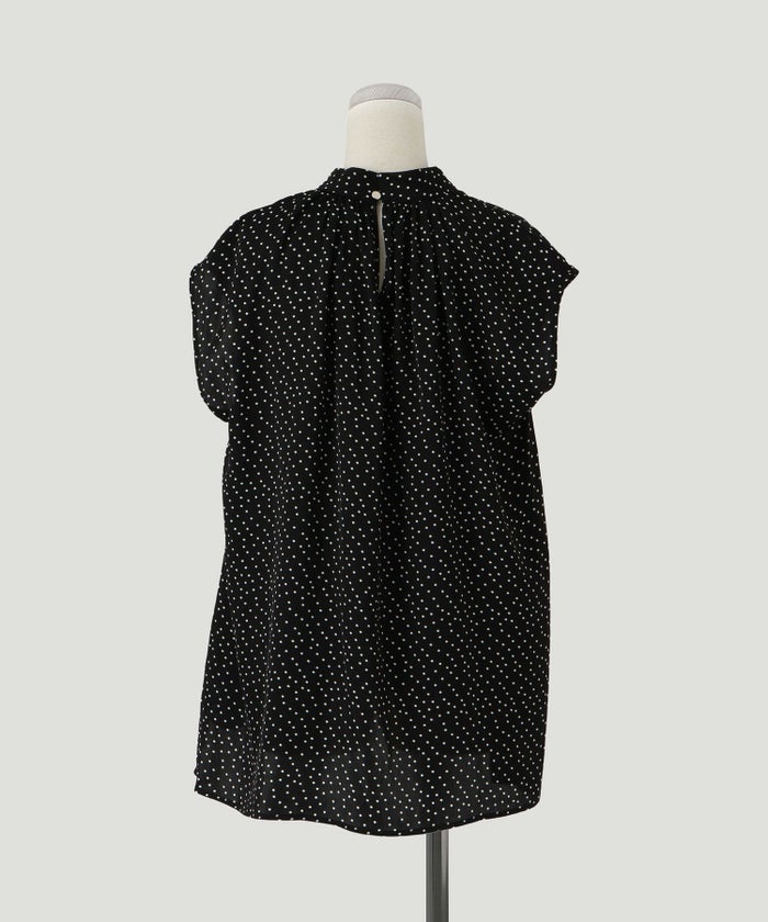 トップス/セレクト/ドット/サテン/ブラウス/ホワイト/ブラック/M