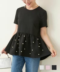 パール ペプラム 半袖 ブラウス Liala×PG