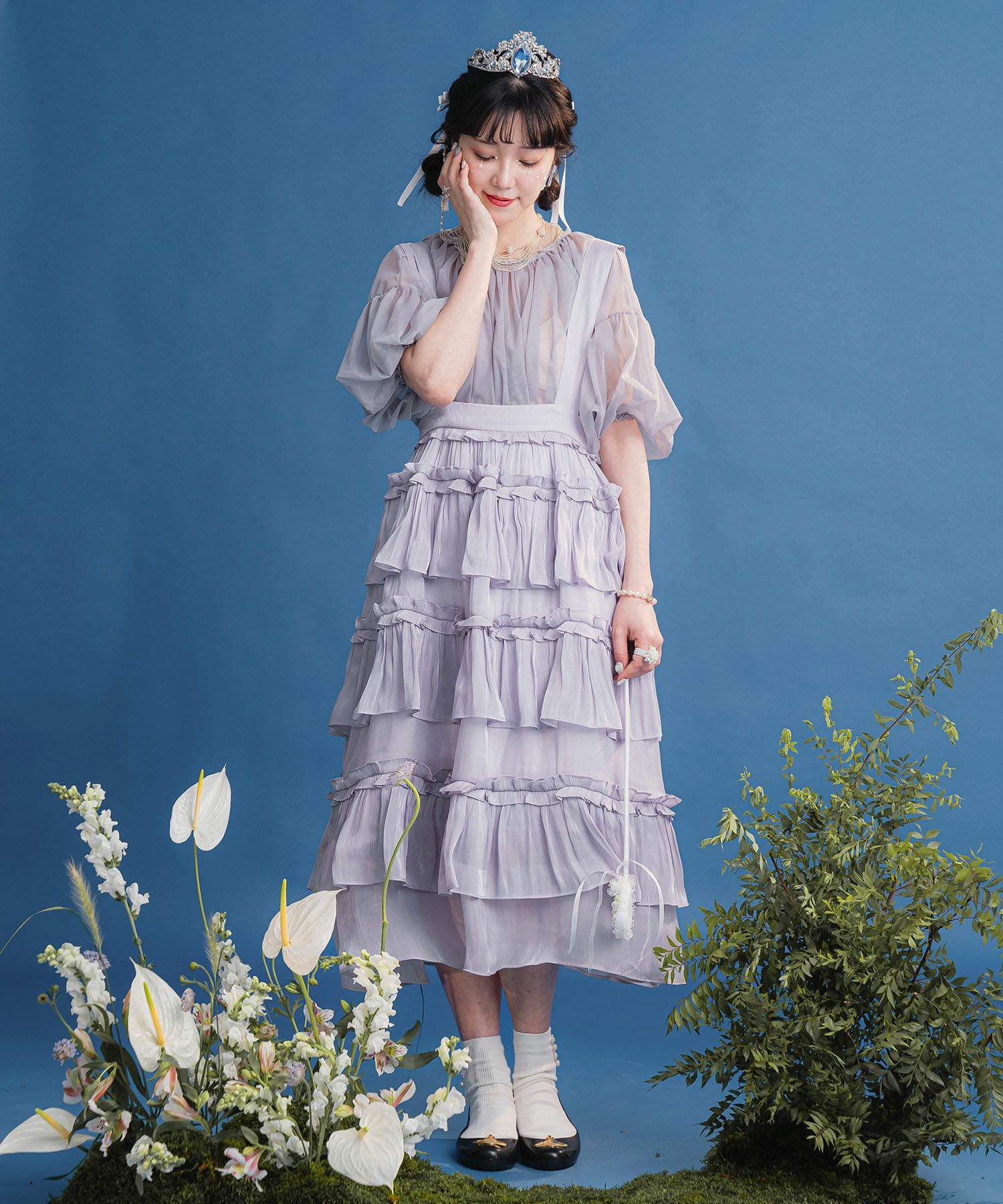 Misha&Puff マスタードニットフリルスカート Misha&Puff Cable Skating Skirt Confetti 【公式通販】