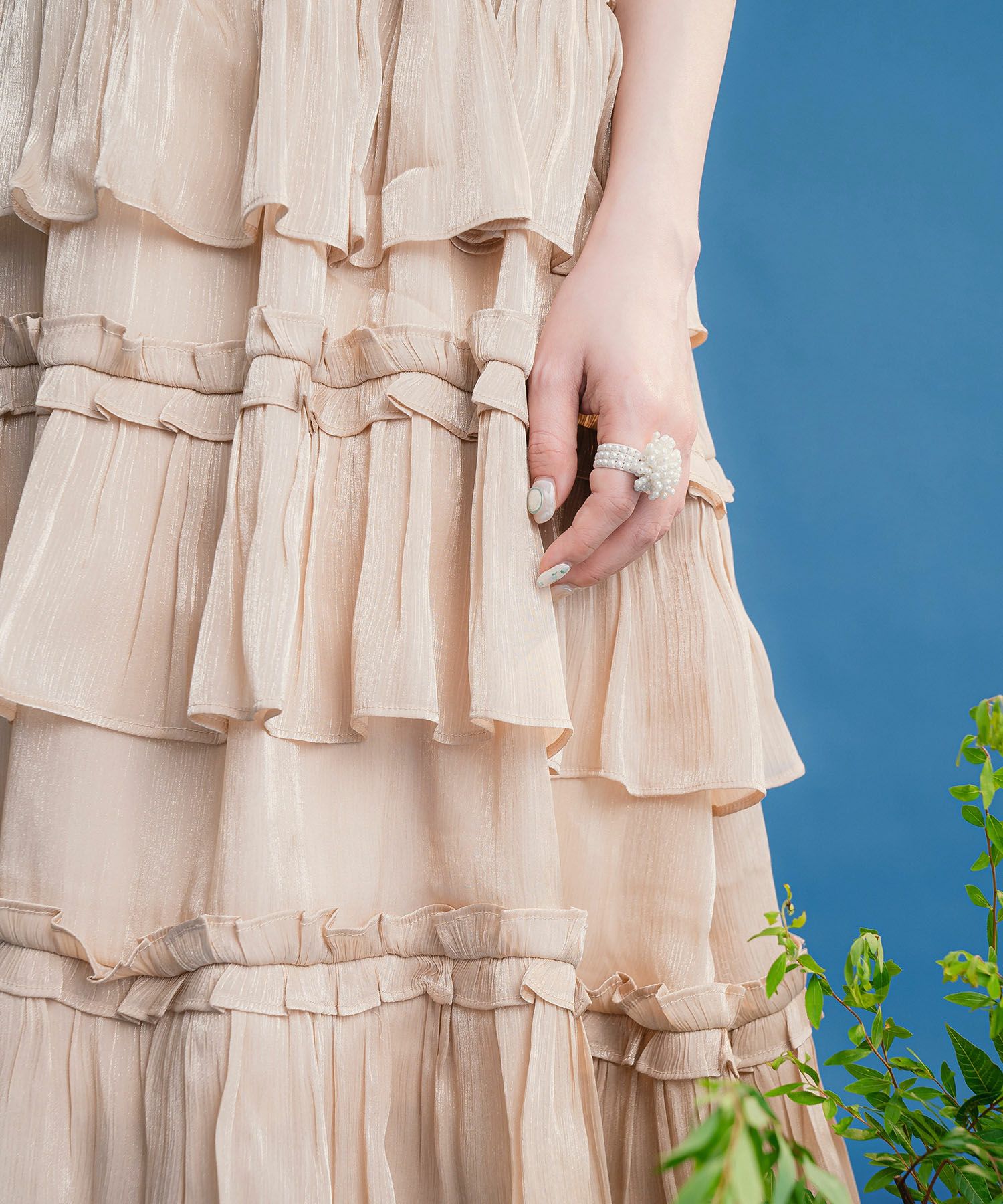 サス付き フリル スカート miolite 全2色｜mio631-0050【1】 - フレア