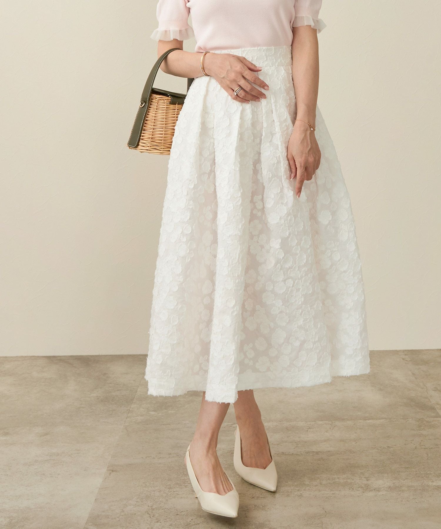 ジャガード ふんわり フレア スカート Liala×PG 全3色｜lpg621-1947【1