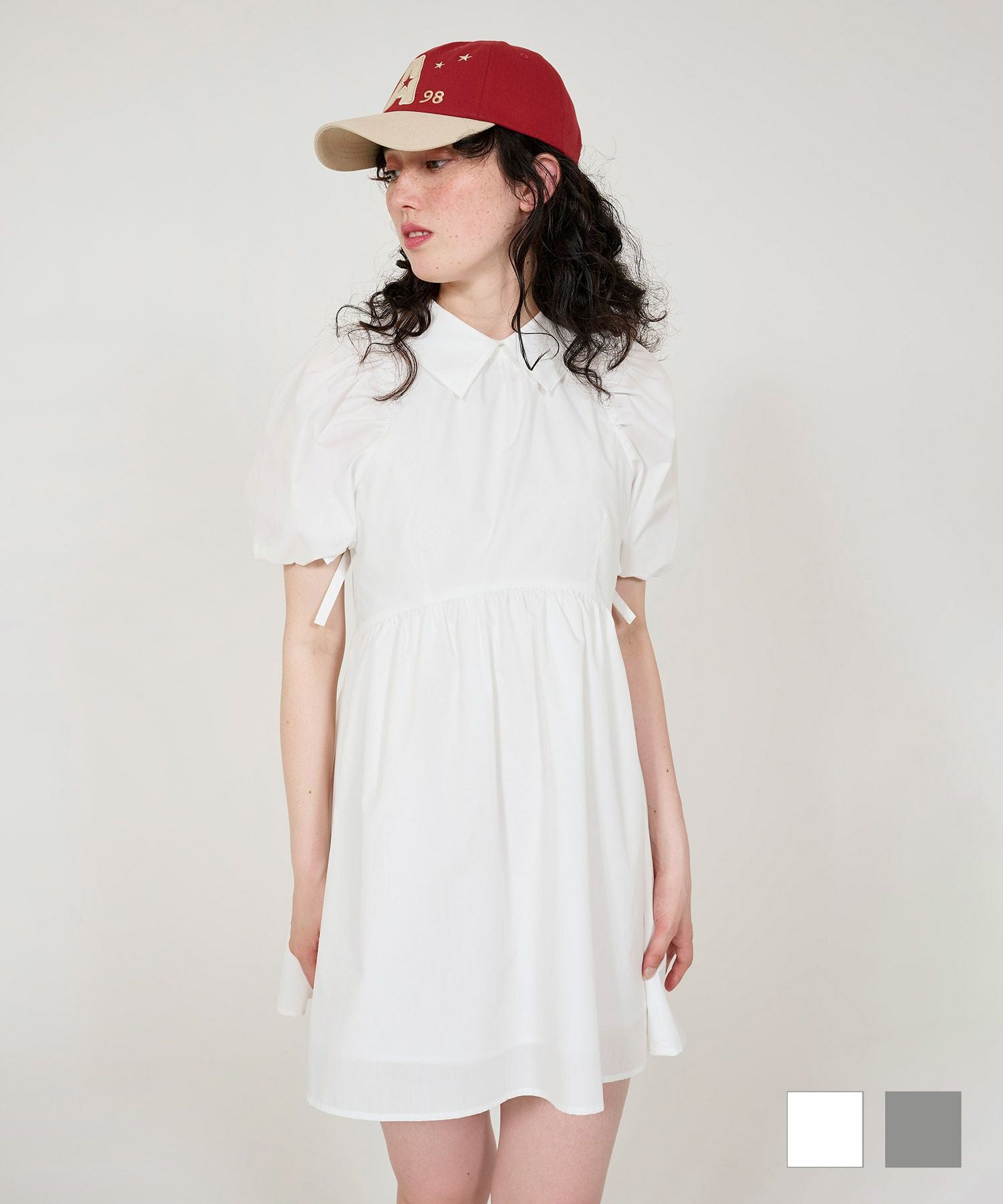 GWSALE ボリュームスリーブ ミニ丈ワンピース TINA：JOJUN 全2色