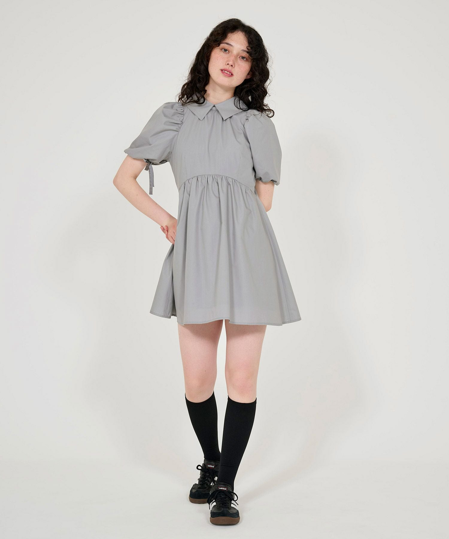SUMMER SALE ボリュームスリーブ ミニ丈ワンピース TINA：JOJUN 全2色