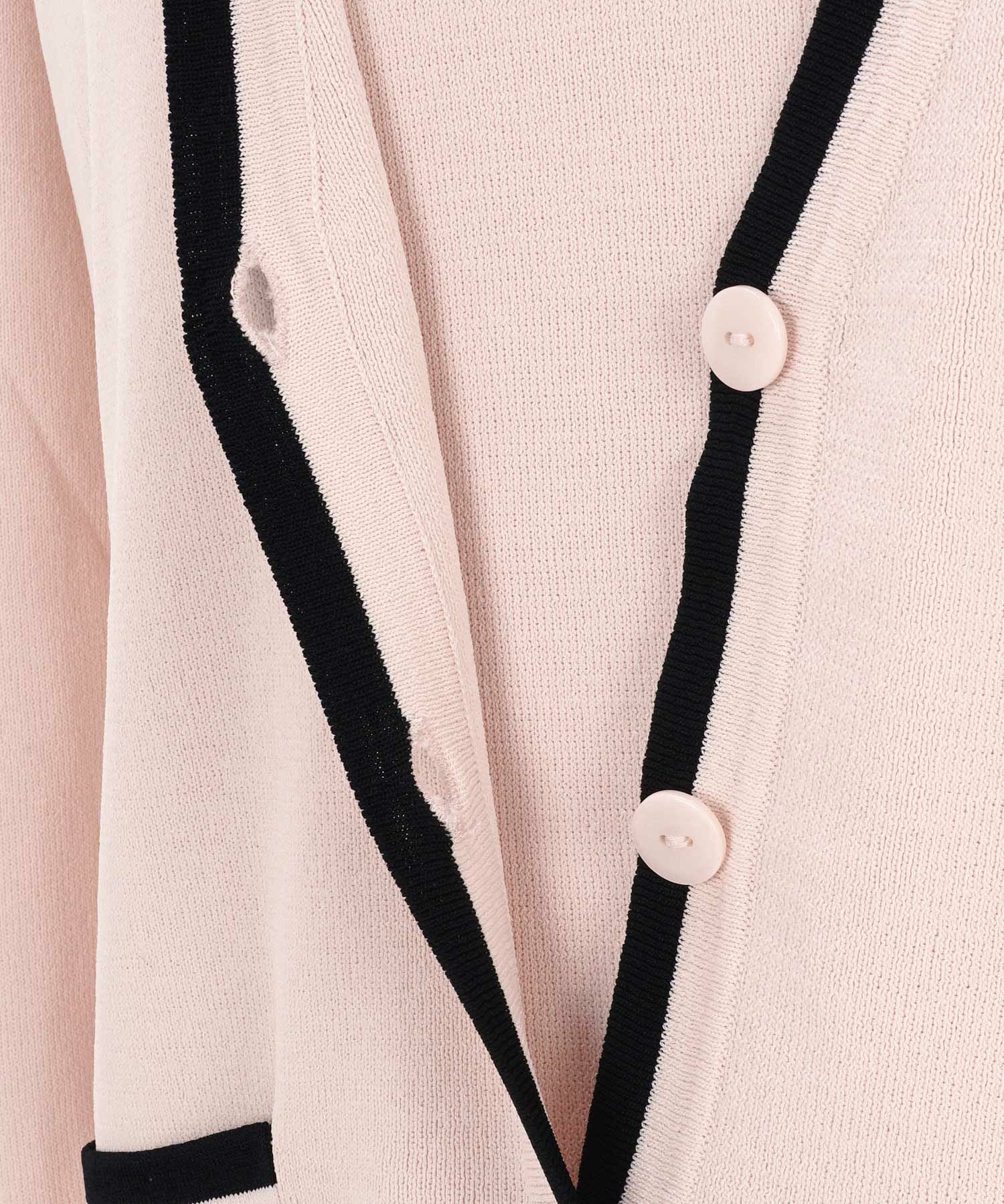 2点セット バイカラー Vネック カーディガン & 半袖 ニット