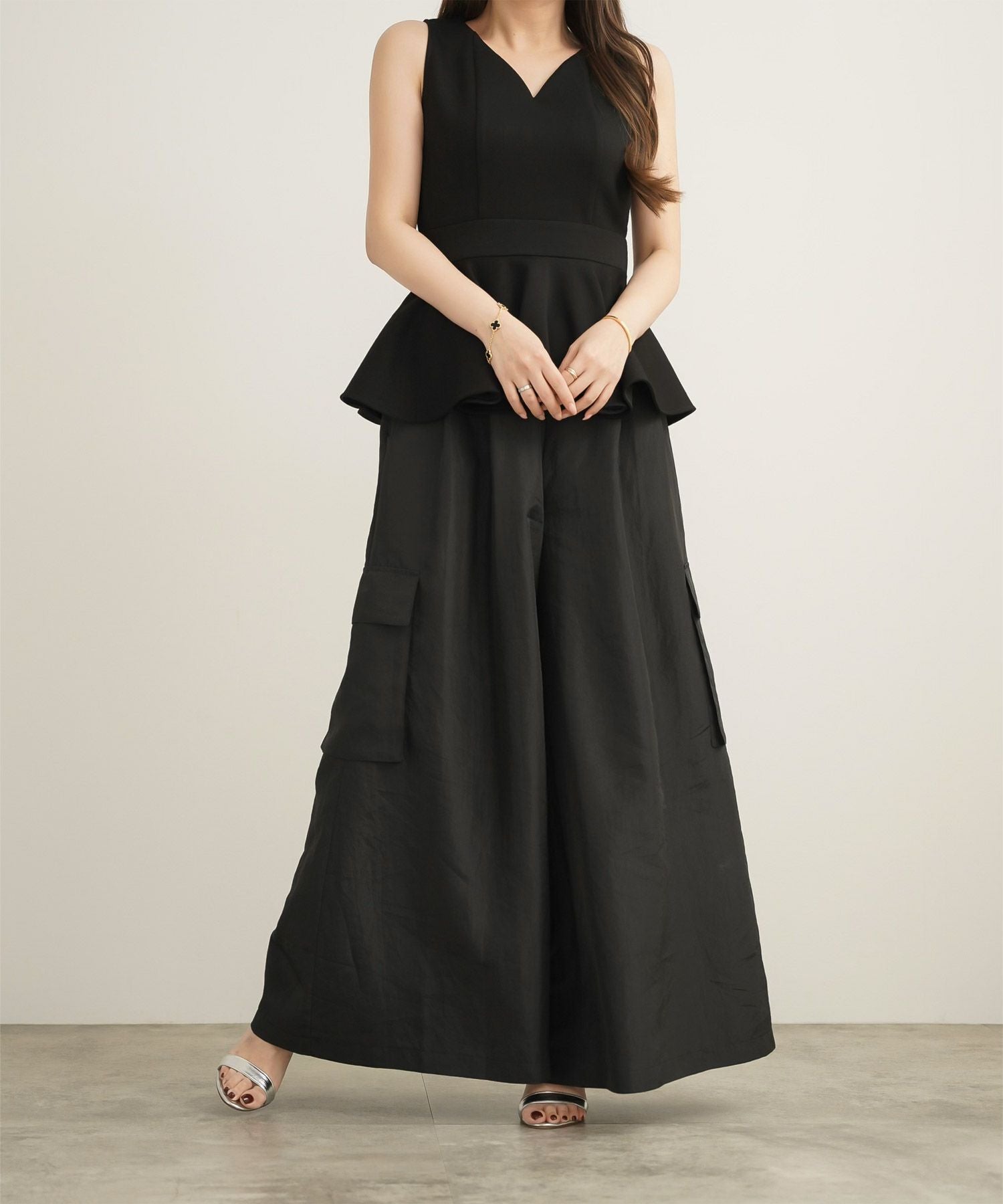 ダンボールニット ペプラム フレアヘム トップス Joint Space×aya 全2