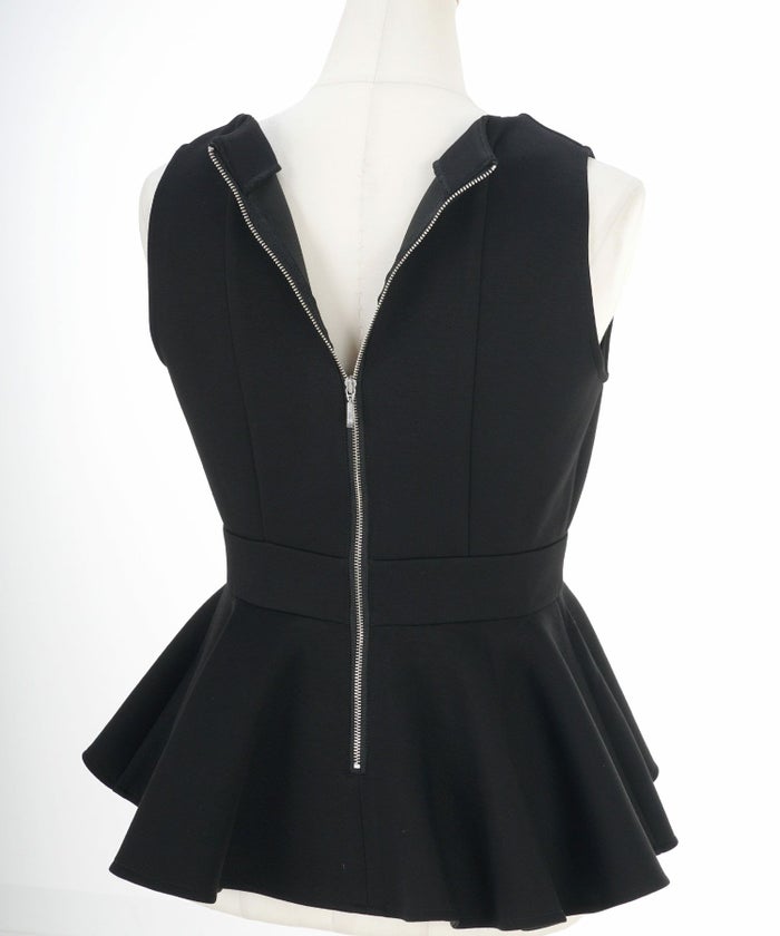 トップス 通販 ブラウス ペプラム レディース ノースリーブ 白 黒 春 夏 秋 かわいい 大人 ジョイントスペース