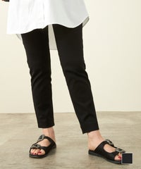 手洗い可 XS S M コーデ オールシーズン レディース ストレッチ ウエストゴム 黒 きれいめ オフィスカジュアル 着こなし 通勤 定番 柔らかい ストレッチ レギンス パンツ Liala×PG