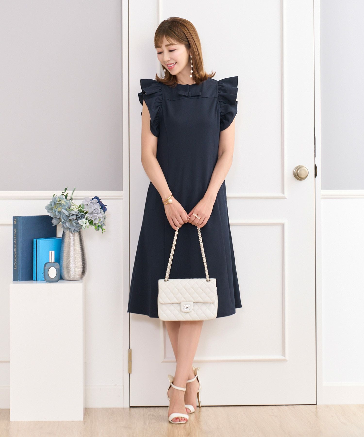 フリルスリーブ リボン付き リラックス ワンピース Prima Scherrer 全3