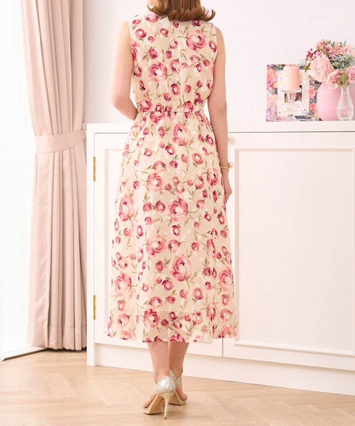 手洗い可/ウォッシャブルワンピースプリント花柄大柄かわいい大人きれいめロング丈春夏秋ジョイントスペース