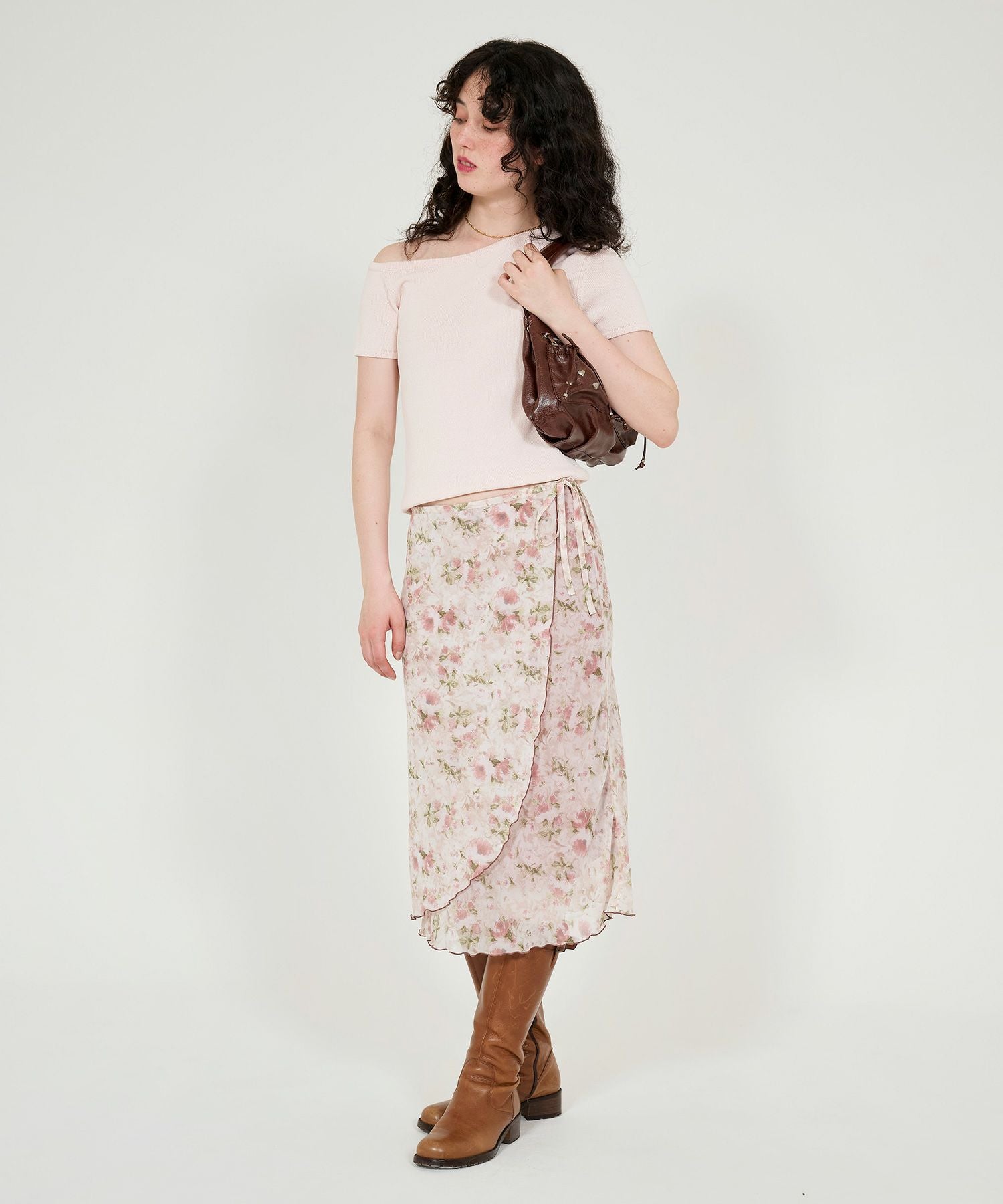 ラップ風 花柄スカート TINA：JOJUN 全2色｜tnj621-0853【1