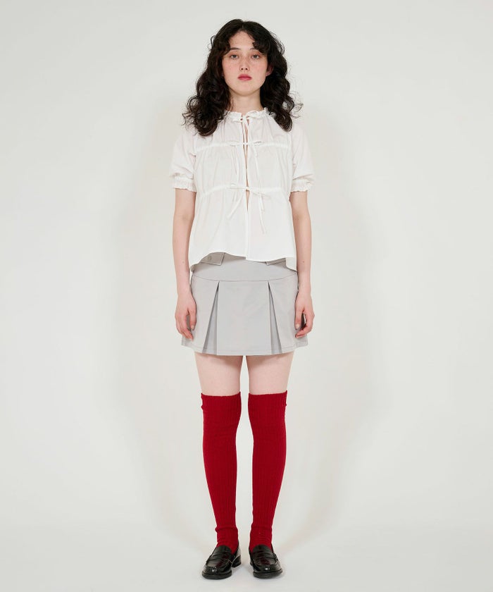 トップス/ブラウス/半袖/ホワイト/ライトグレー