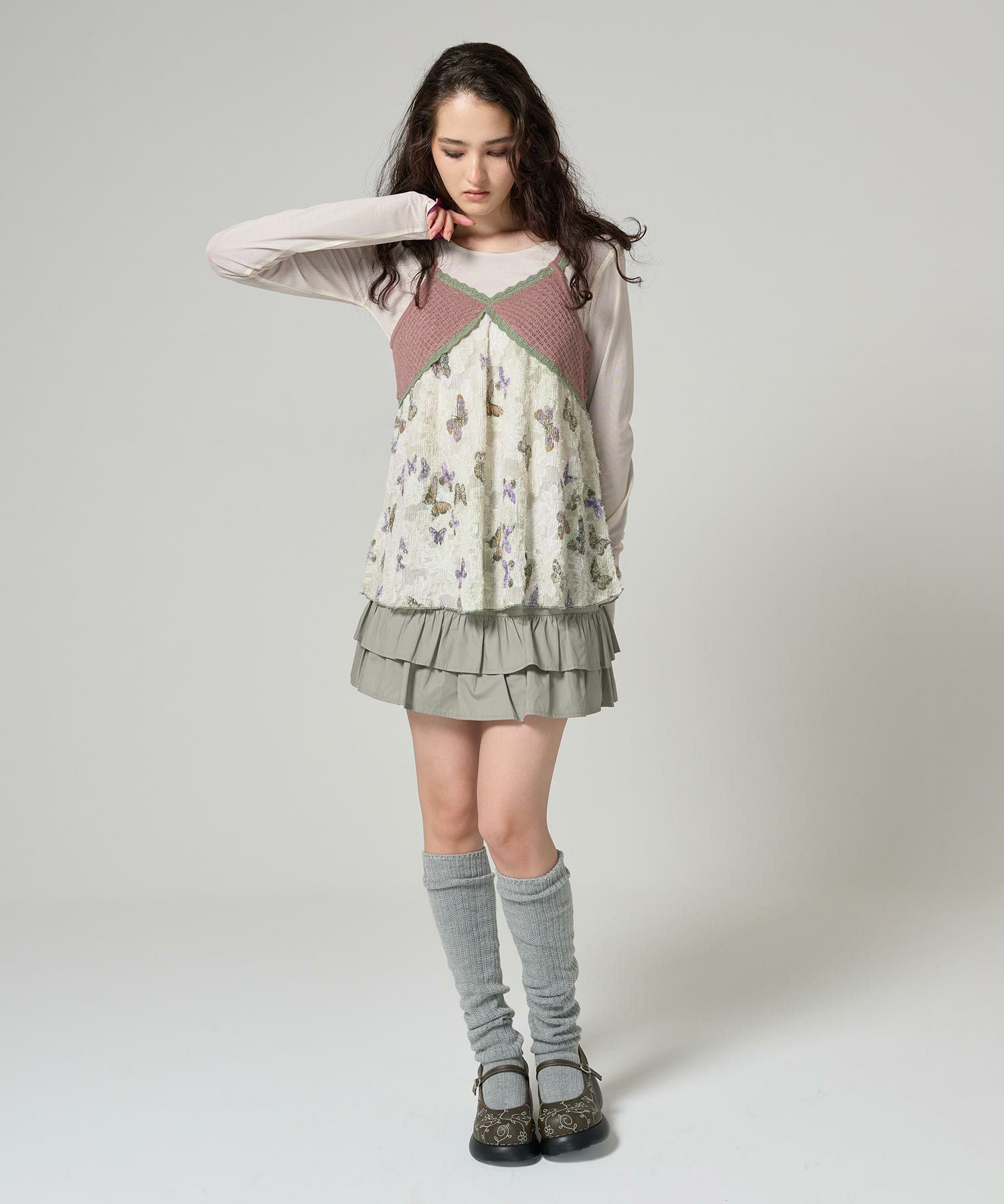 ヴィンテージライク ニットチュニック TINA：JOJUN 全2色｜tnj431-0888