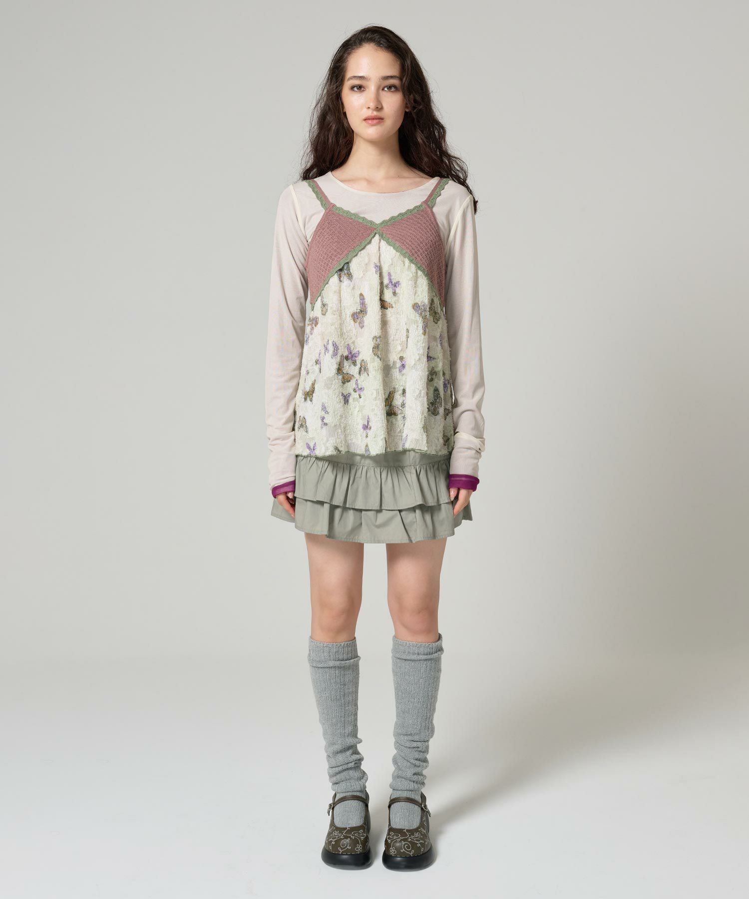 ヴィンテージライク ニットチュニック TINA：JOJUN 全2色｜tnj431-0888