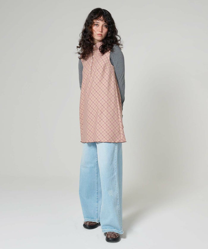 ワンピース/ノースリーブ/チェック柄