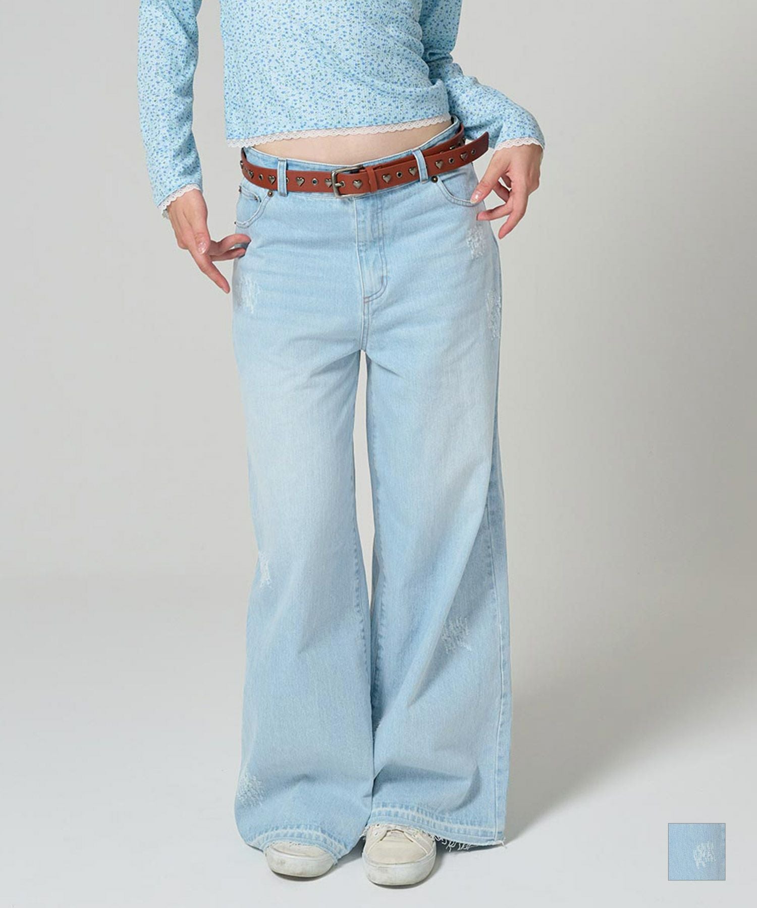 限定Price！SALE ダメージ ルーズデニムパンツ TINA：JOJUN 全1色