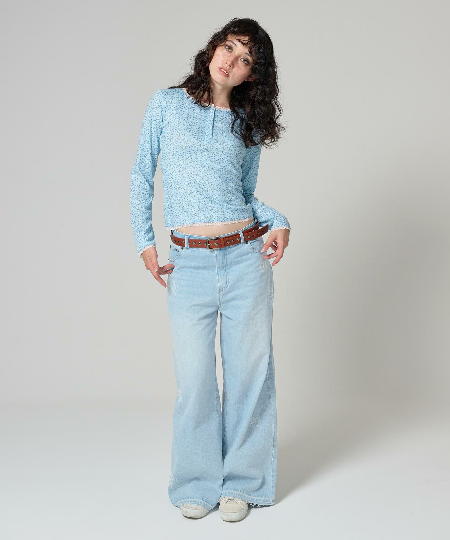 限定Price！SALE ダメージ ルーズデニムパンツ TINA：JOJUN 全1色