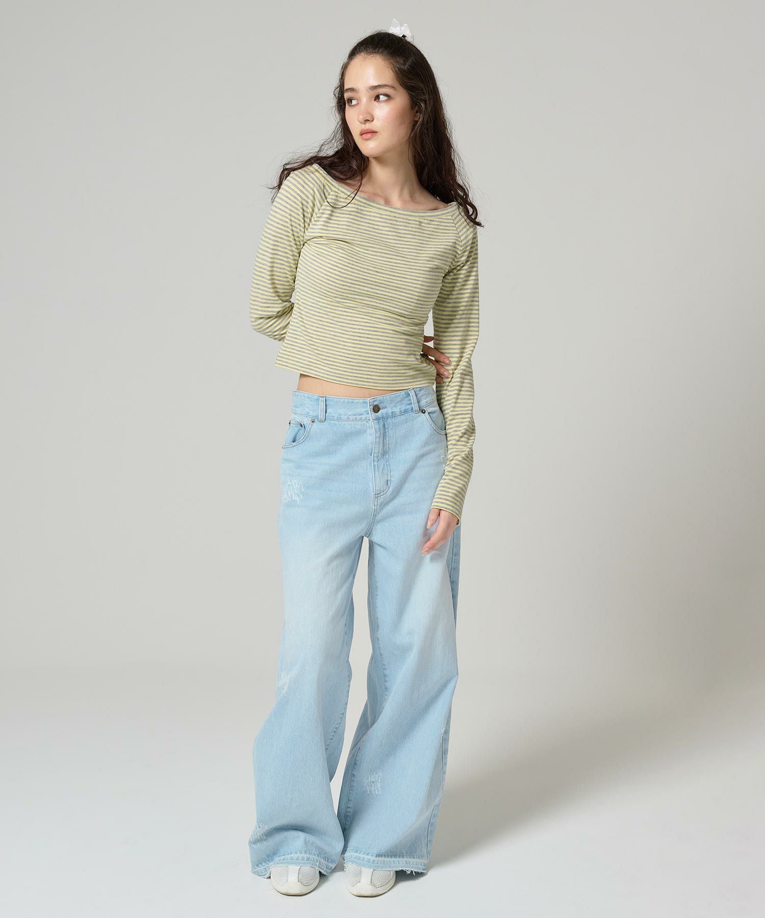 限定Price！SALE ダメージ ルーズデニムパンツ TINA：JOJUN 全1色