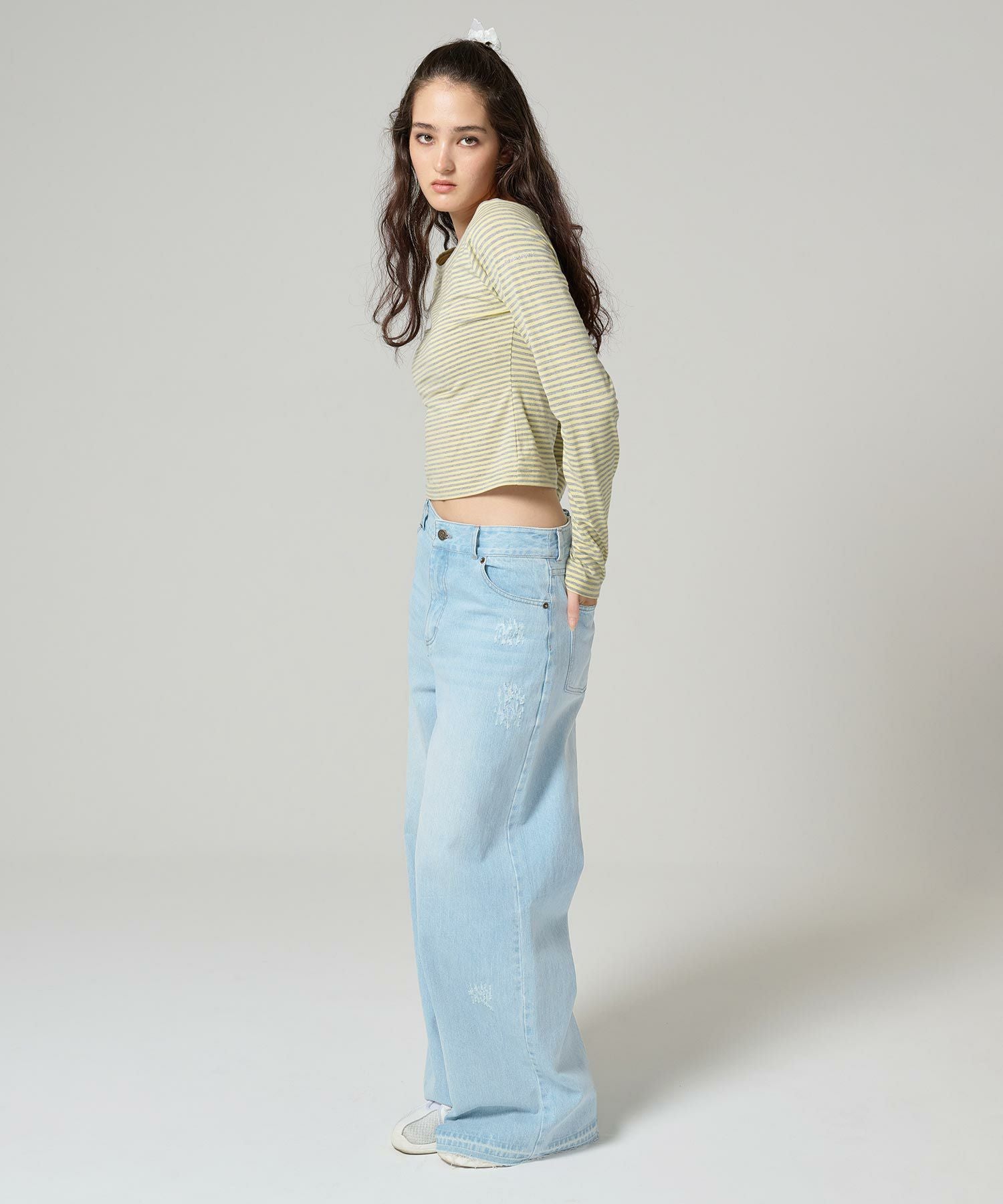 限定Price！SALE ダメージ ルーズデニムパンツ TINA：JOJUN 全1色