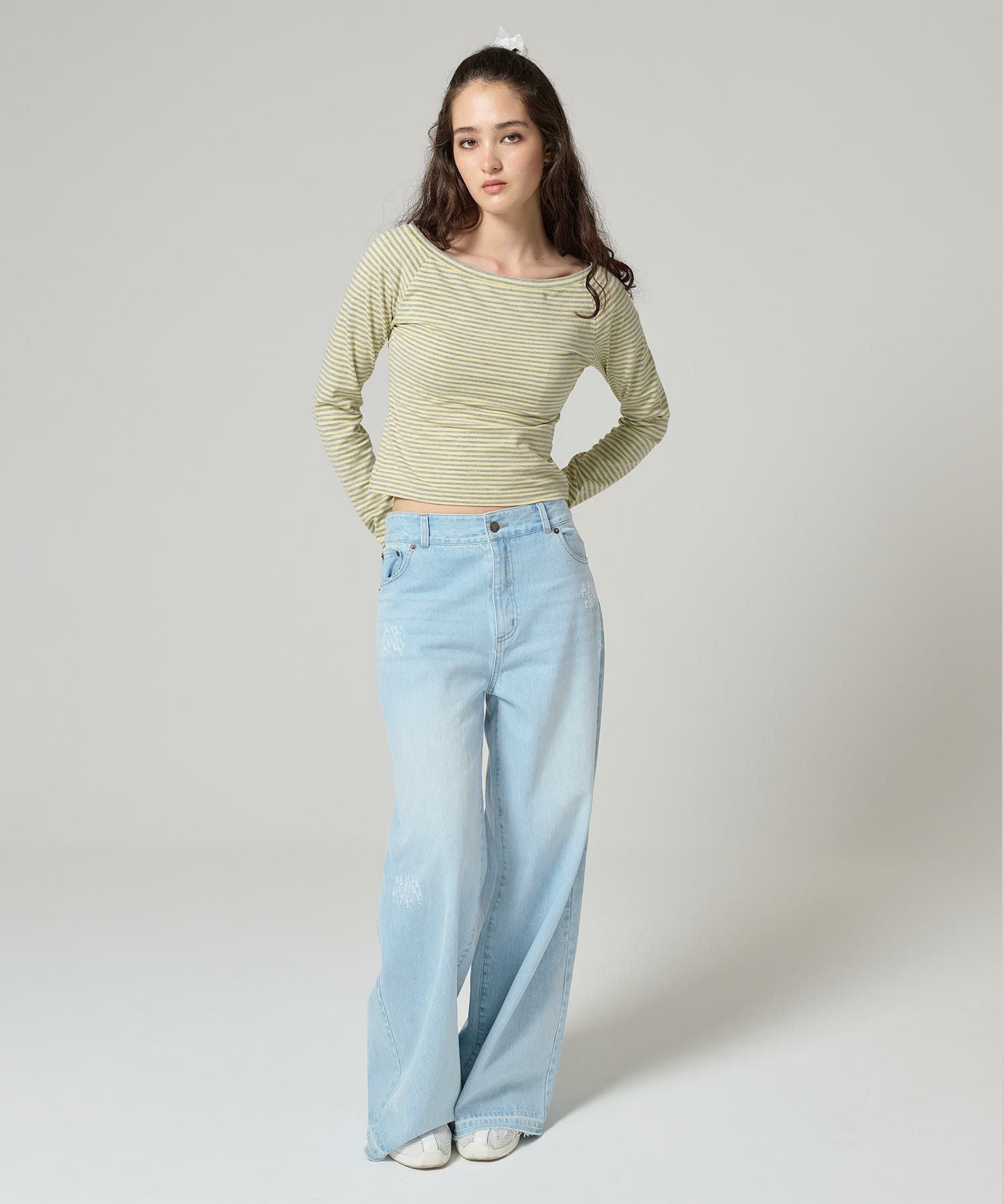 限定Price！SALE ダメージ ルーズデニムパンツ TINA：JOJUN 全1色