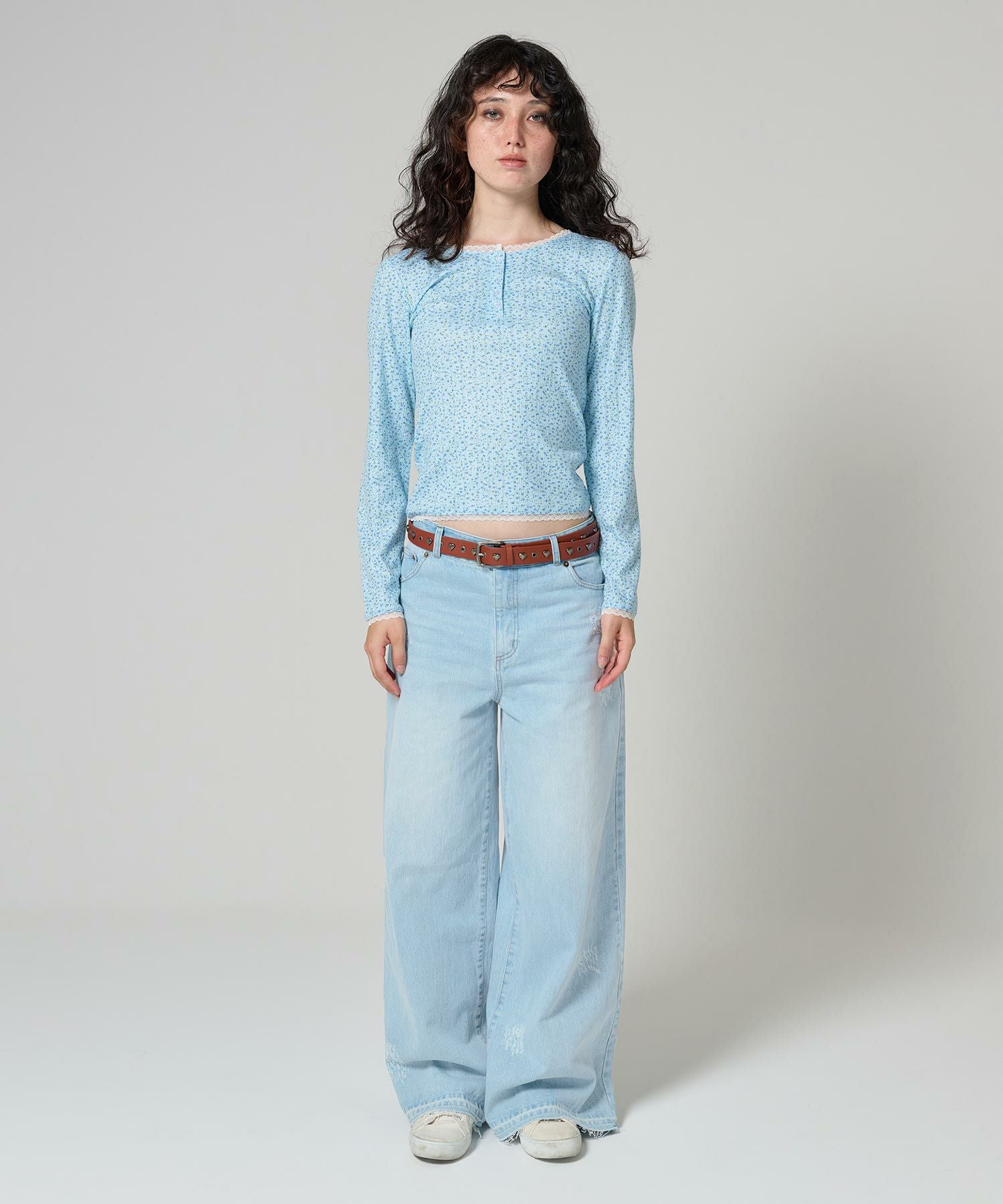 限定Price！SALE ダメージ ルーズデニムパンツ TINA：JOJUN 全1色