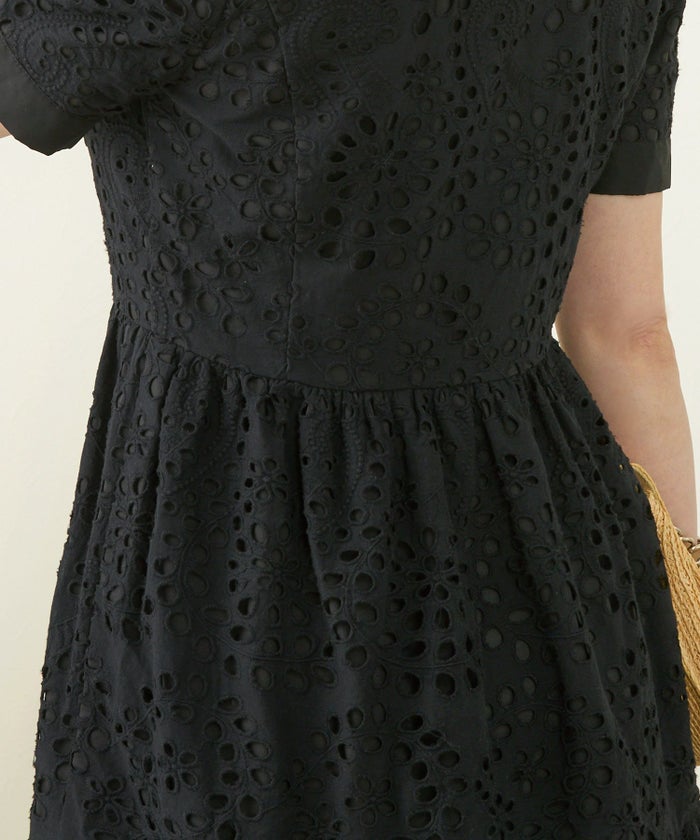 手洗い可レースワンピース半袖白黒レディース白い洗える春夏秋かわいい大人ロングジョイントスペース