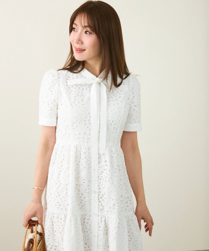 手洗い可レースワンピース半袖白黒レディース白い洗える春夏秋かわいい大人ロングジョイントスペース